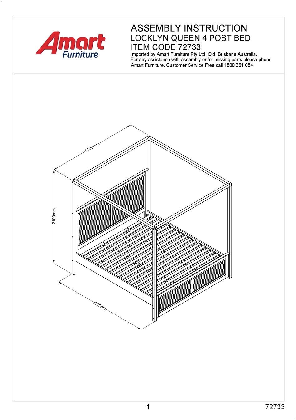 AMART FURNITURE LOCKLYN 72733 ASSEMBLY INSTRUCTION MANUAL Pdf Download ManualsLib