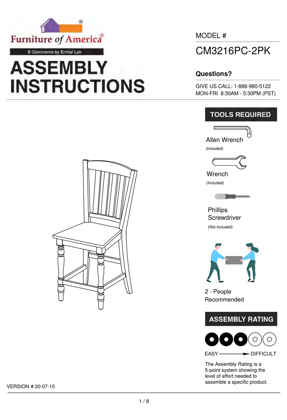 ENITIAL LAB CM3216PC2PK ASSEMBLY INSTRUCTIONS MANUAL Pdf Download