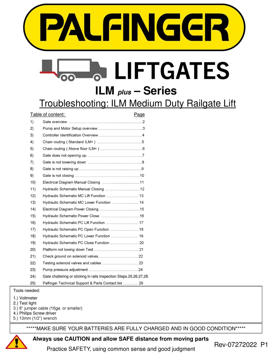 PALFINGER LIFTGATES ILM PLUS SERIES TROUBLESHOOTING MANUAL Pdf Download
