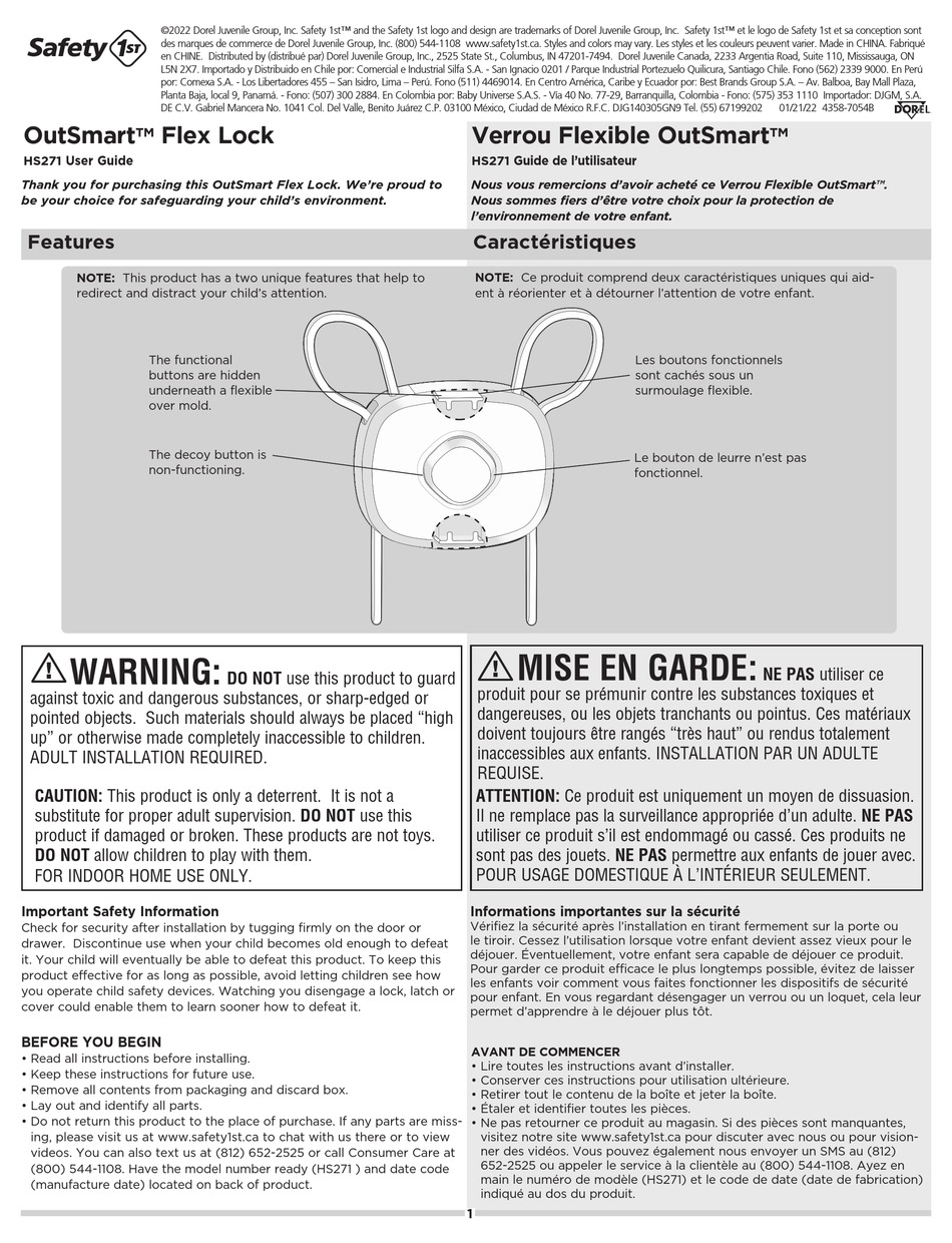 SAFETY 1ST OUTSMART FLEX LOCK HS271 USER MANUAL Pdf Download ManualsLib