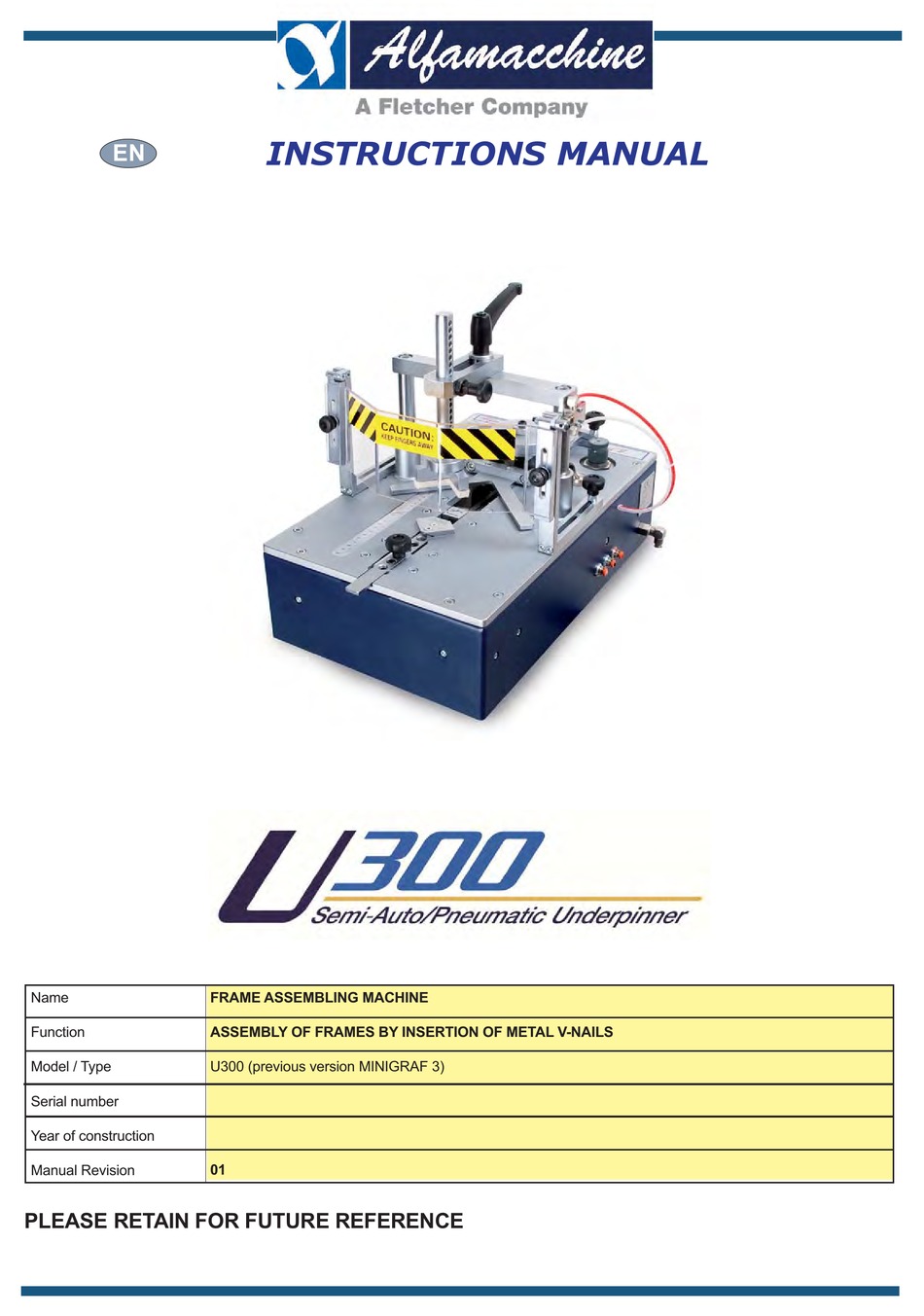 FLETCHER ALFAMACCHINE U300 INSTRUCTION MANUAL Pdf Download ManualsLib