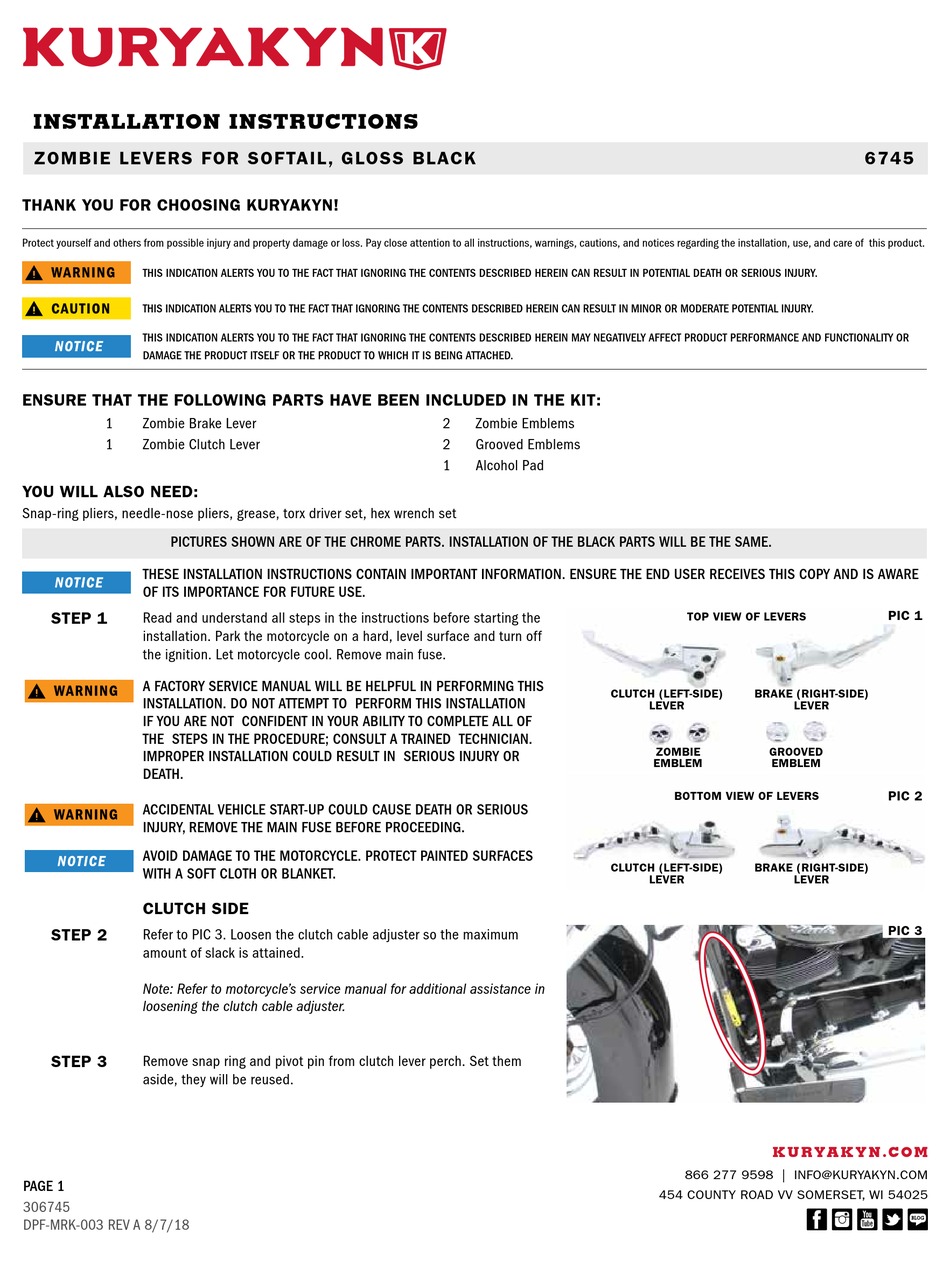 KURYAKYN 6745 INSTALLATION INSTRUCTIONS Pdf Download ManualsLib