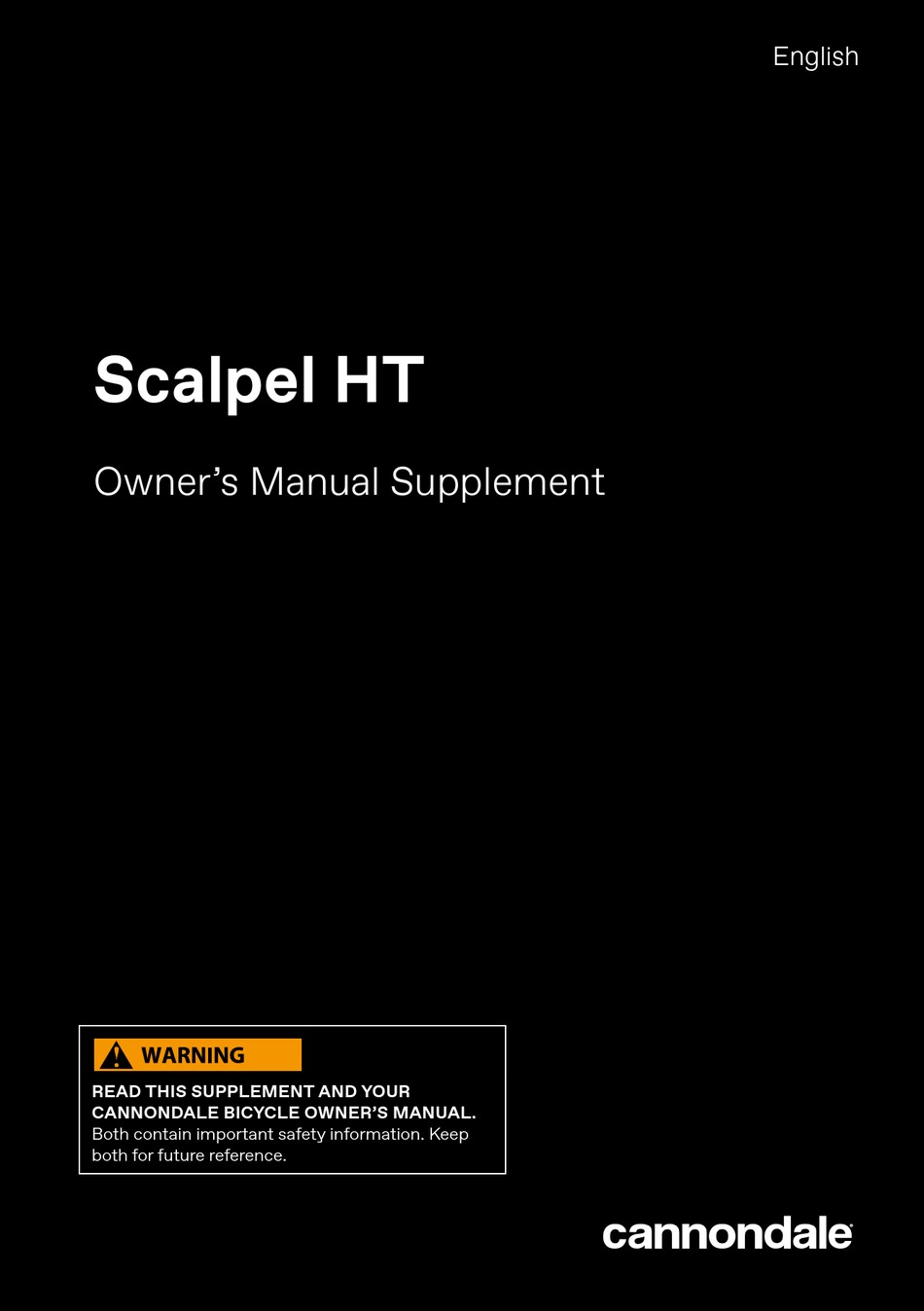 CANNONDALE SCALPEL HT OWNER'S MANUAL SUPPLEMENT Pdf Download ManualsLib