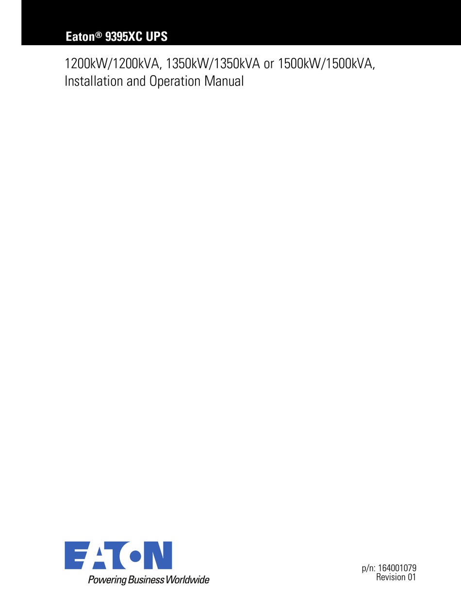EATON 9395XC INSTALLATION AND OPERATION MANUAL Pdf Download ManualsLib