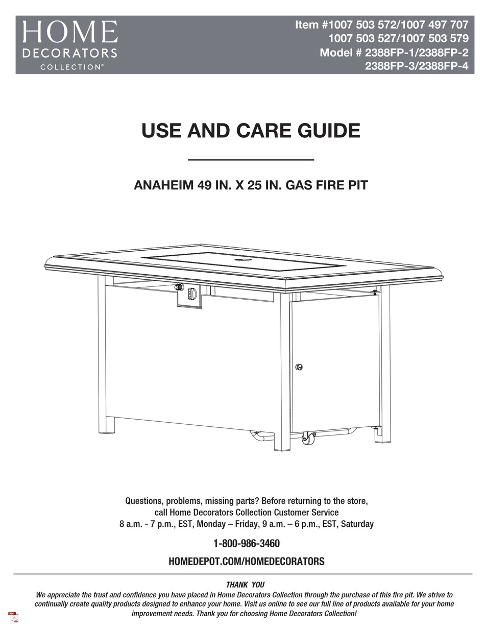 HOME DECORATORS COLLECTION 2388FP1 USE AND CARE MANUAL Pdf Download