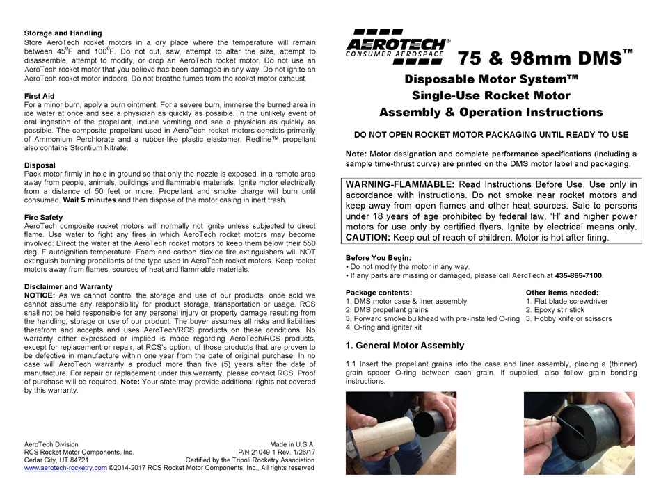 AEROTECH 75MM DMS ASSEMBLY & OPERATION INSTRUCTIONS Pdf Download