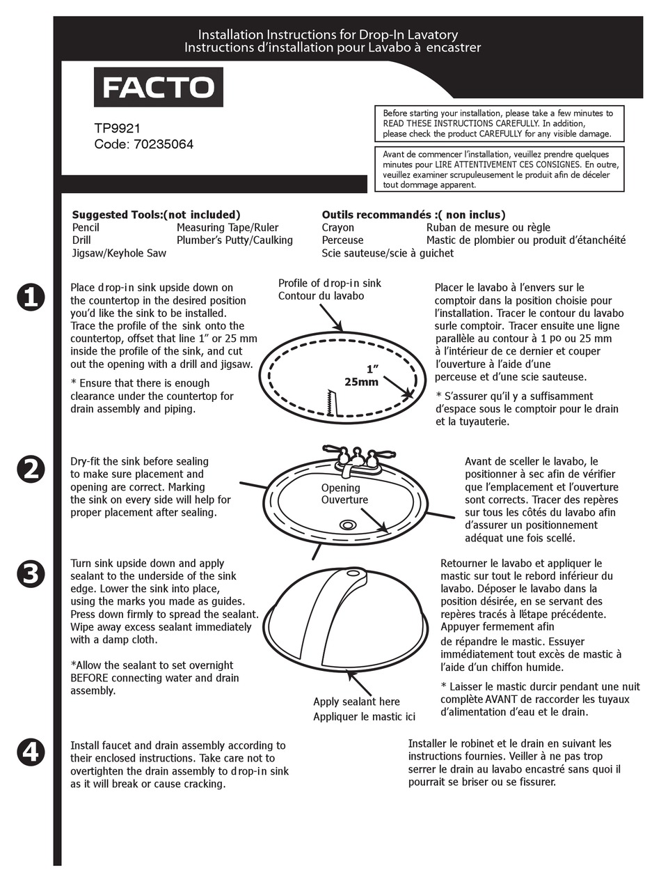 FACTO TP9921 INSTALLATION INSTRUCTIONS Pdf Download ManualsLib