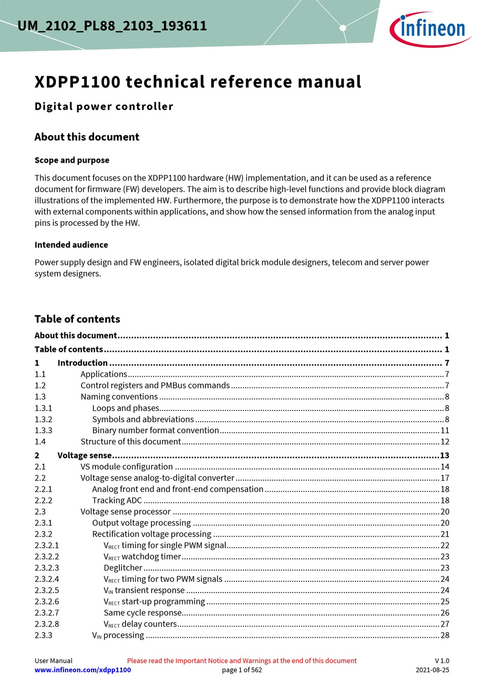 INFINEON XDPP1100 TECHNICAL REFERENCE MANUAL Pdf Download ManualsLib