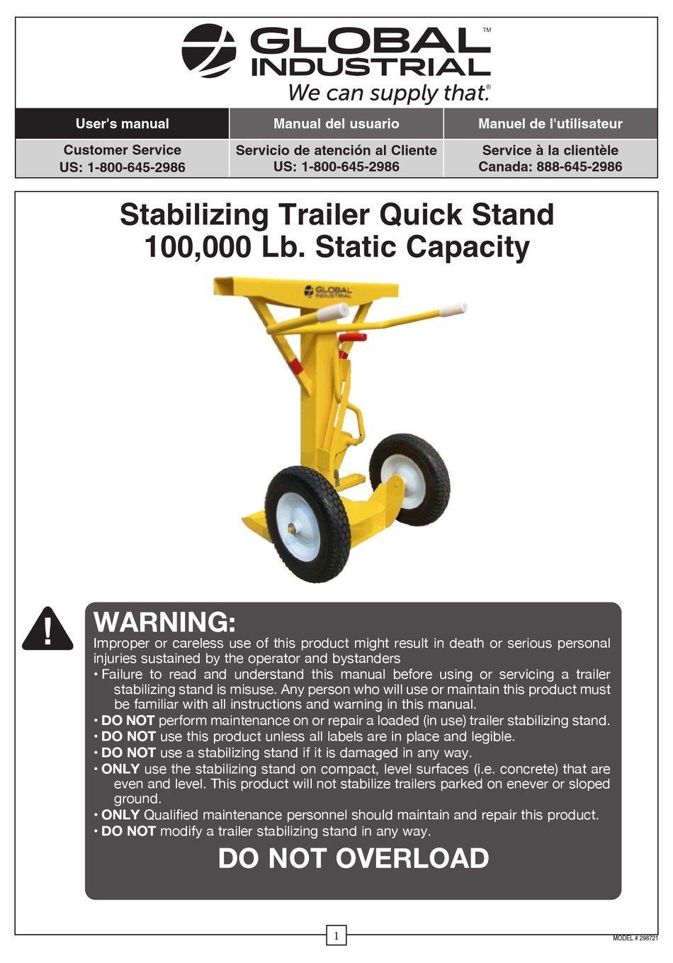 GLOBAL INDUSTRIAL 298721 USER MANUAL Pdf Download ManualsLib
