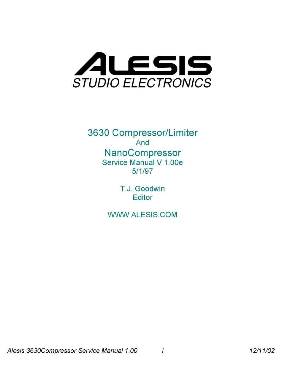 ALESIS 3630 SERVICE MANUAL Pdf Download ManualsLib