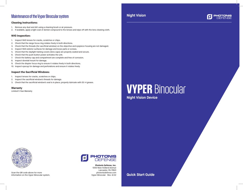 PHOTONIS VYPER QUICK START MANUAL Pdf Download ManualsLib