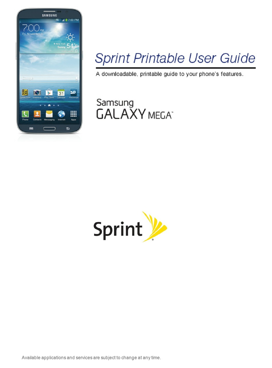 SAMSUNG SPRINT GALAXY MEGA USER MANUAL Pdf Download ManualsLib