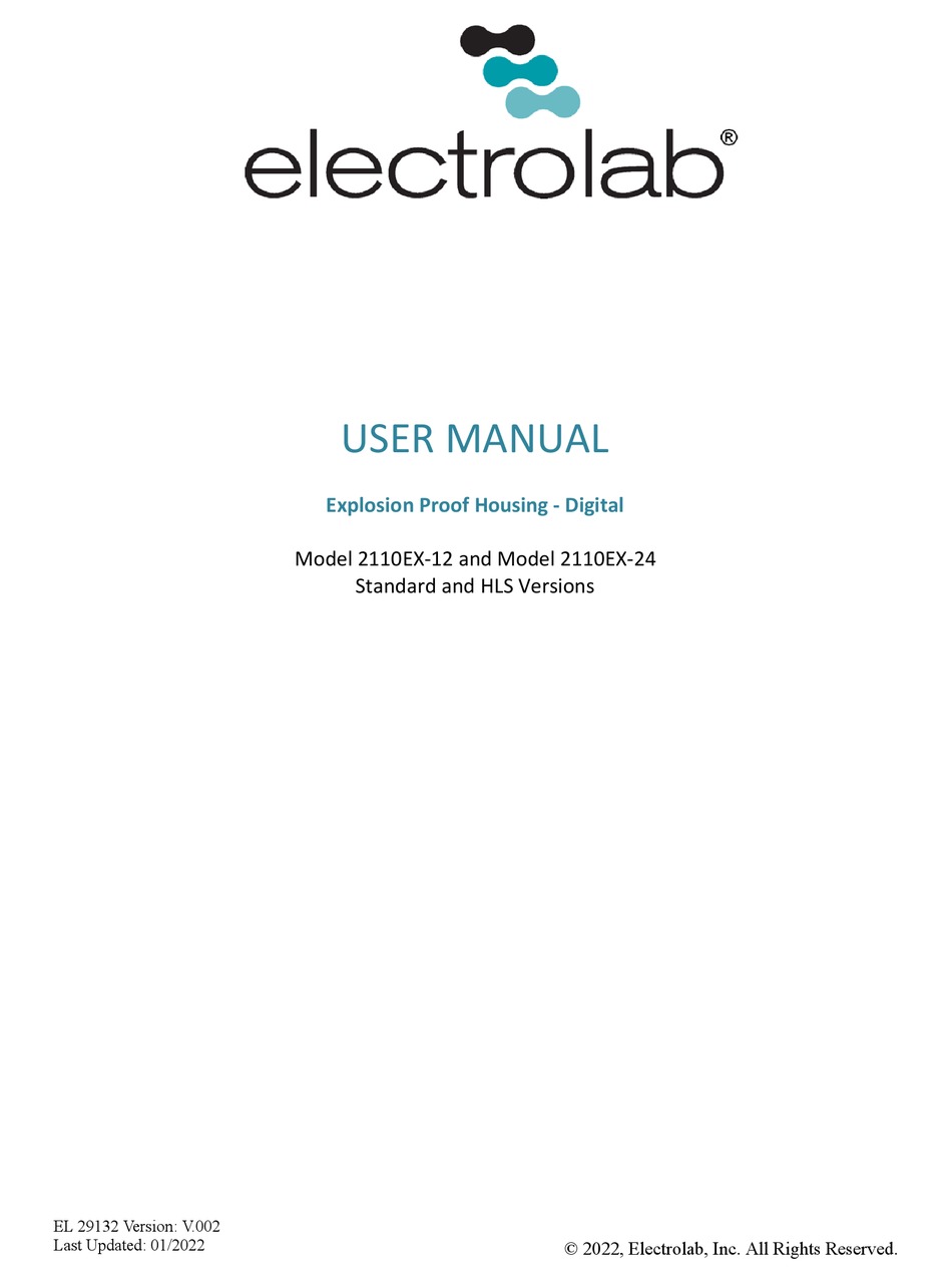 ELECTROLAB 2110EX12 USER MANUAL Pdf Download ManualsLib