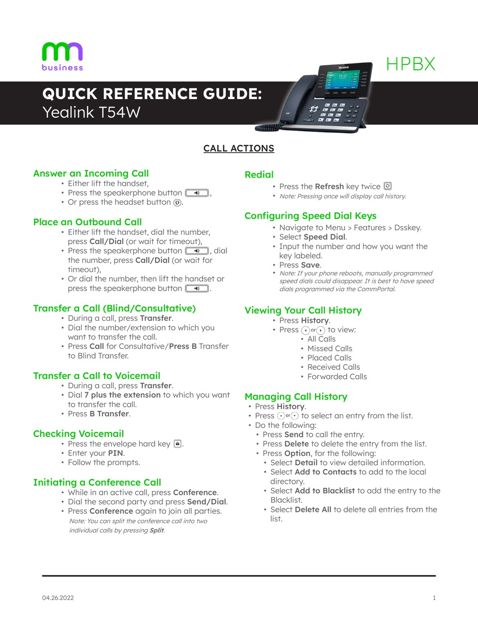 YEALINK T54W QUICK REFERENCE MANUAL Pdf Download ManualsLib YEALINK T54W QUICK REFERENCE MANUAL Pdf Download ManualsLib