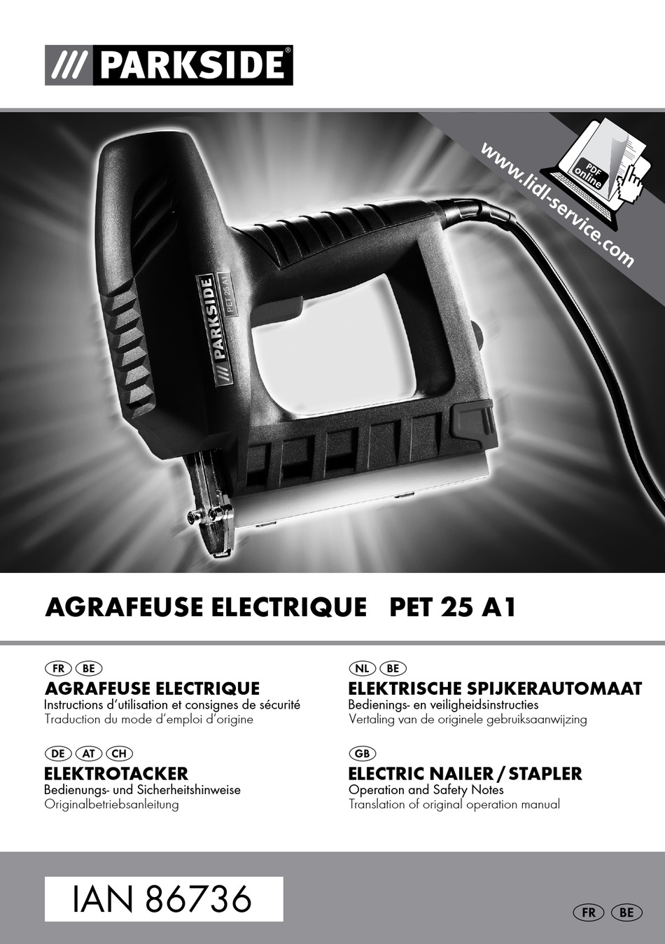 PARKSIDE PET 25 A1 OPERATION AND SAFETY NOTES Pdf Download ManualsLib