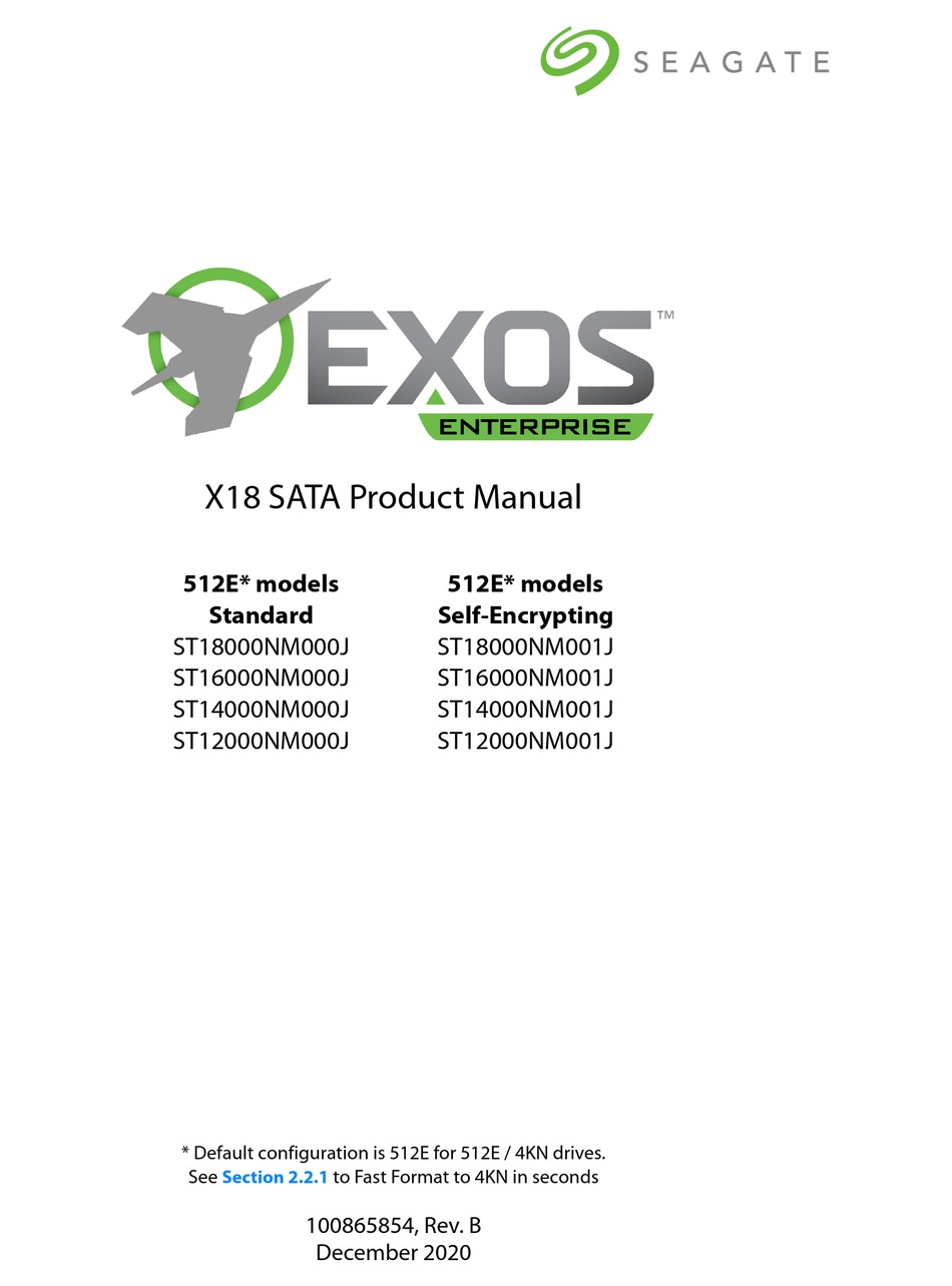 SEAGATE ST18000NM000J PRODUCT MANUAL Pdf Download ManualsLib