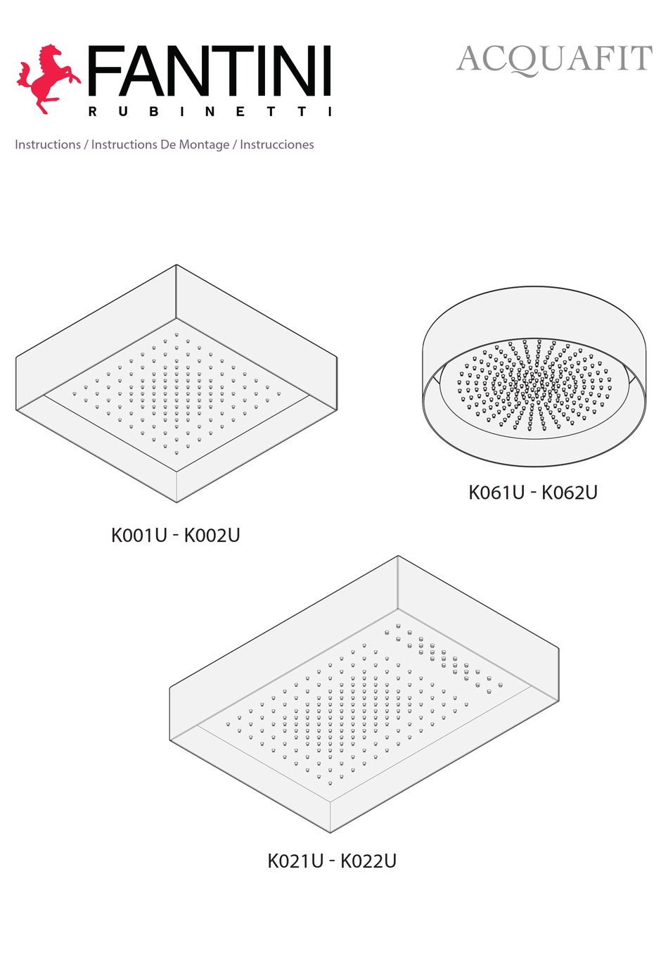 FANTINI ACQUAFIT K001U INSTRUCTIONS MANUAL Pdf Download