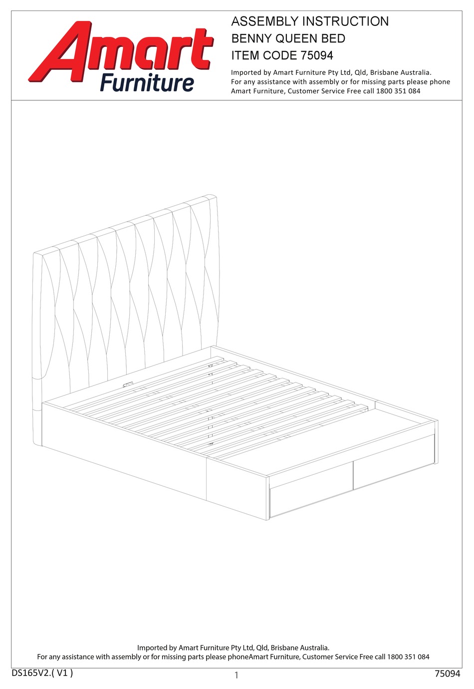 AMART FURNITURE BENNY 75094 ASSEMBLY INSTRUCTION Pdf Download ManualsLib