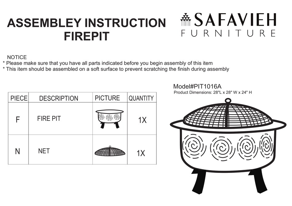 SAFAVIEH FURNITURE PIT1016A ASSEMBLY INSTRUCTIONS Pdf Download ManualsLib