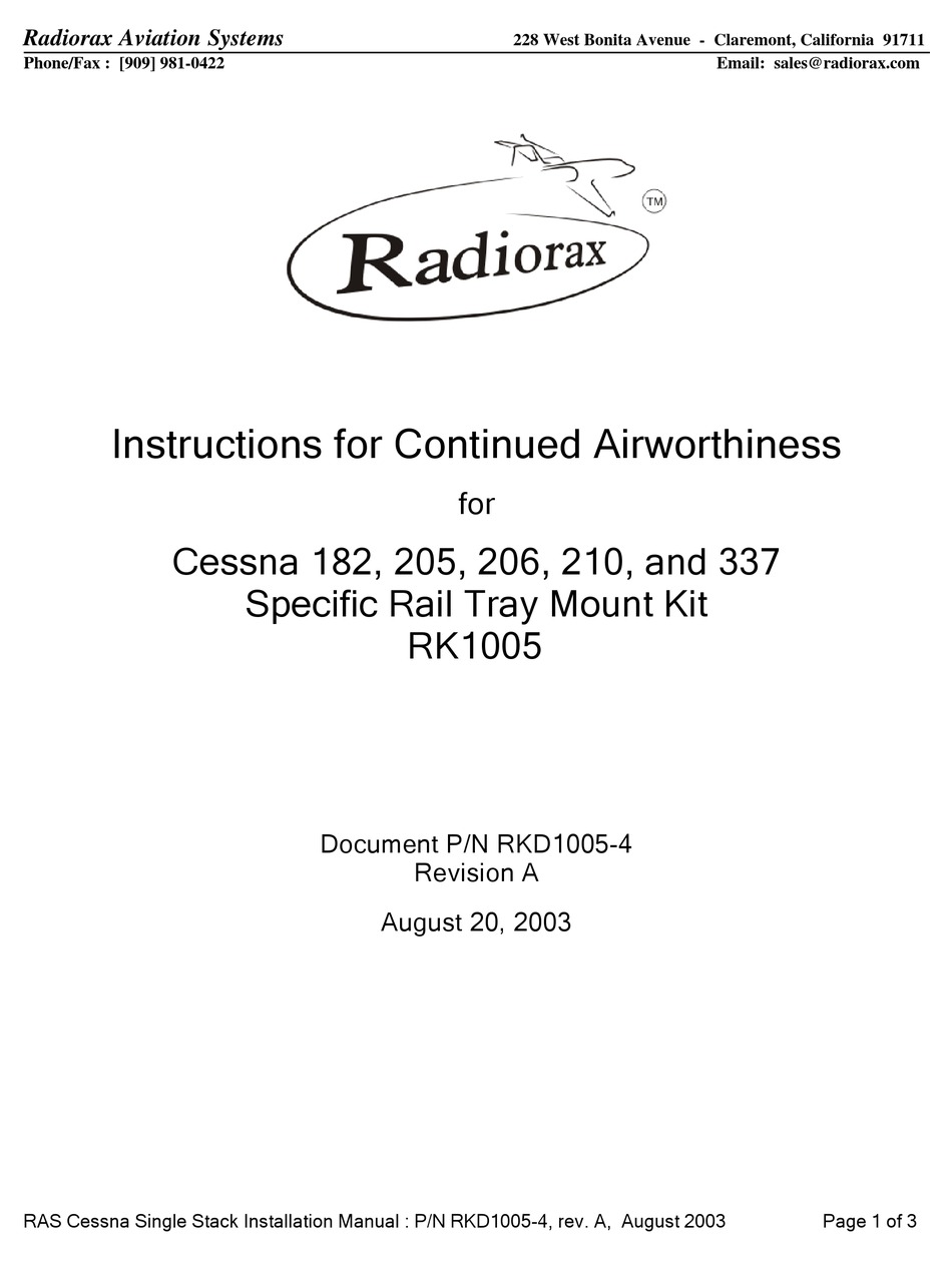 RADIORAX CESSNA 182 INSTRUCTIONS Pdf Download ManualsLib