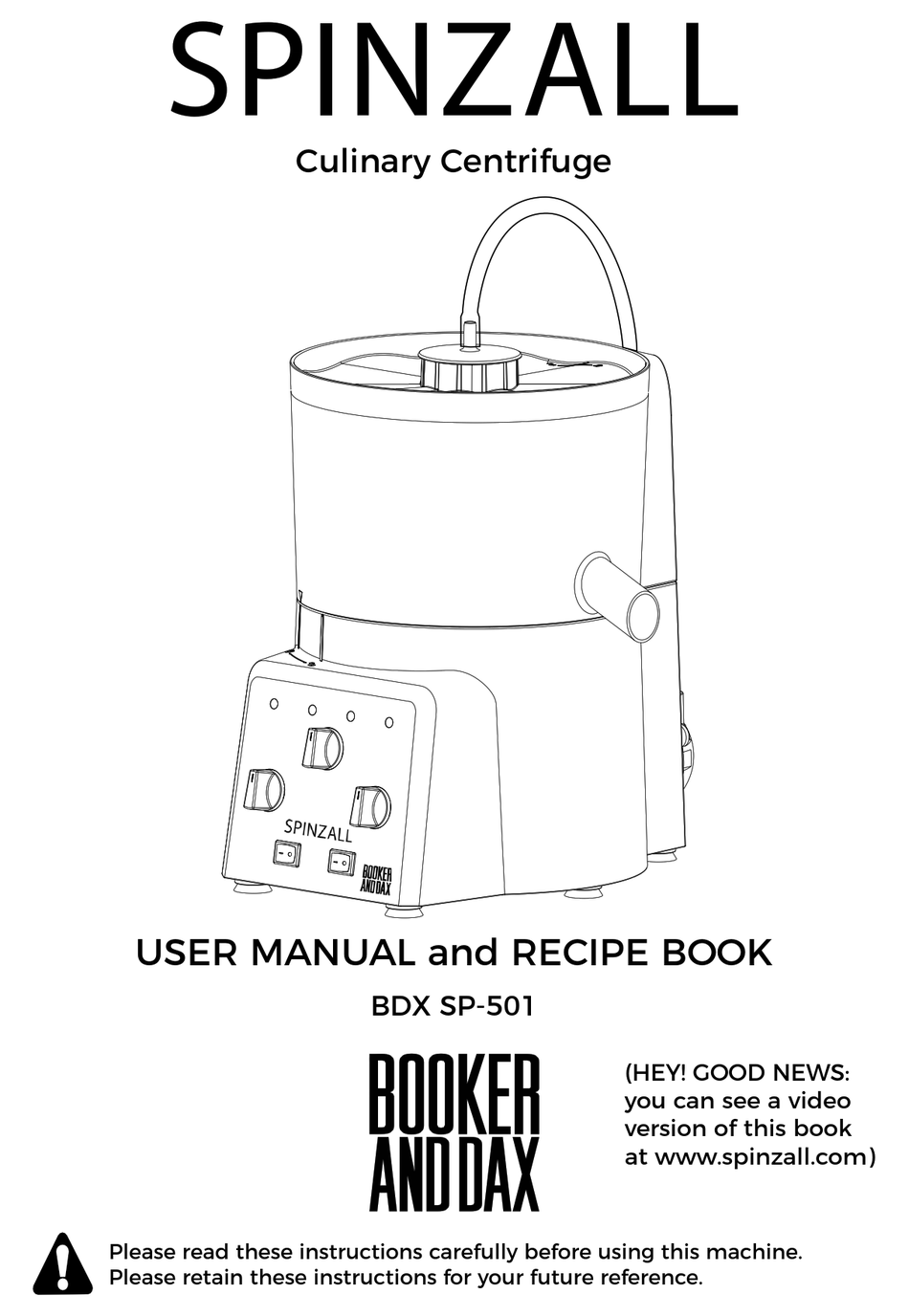 SPINZALL BDX SP501 USER MANUAL AND RECIPE BOOK Pdf Download ManualsLib