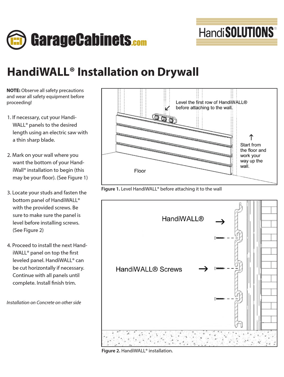 HANDISOLUTIONS HANDIWALL INSTALLATION Pdf Download ManualsLib