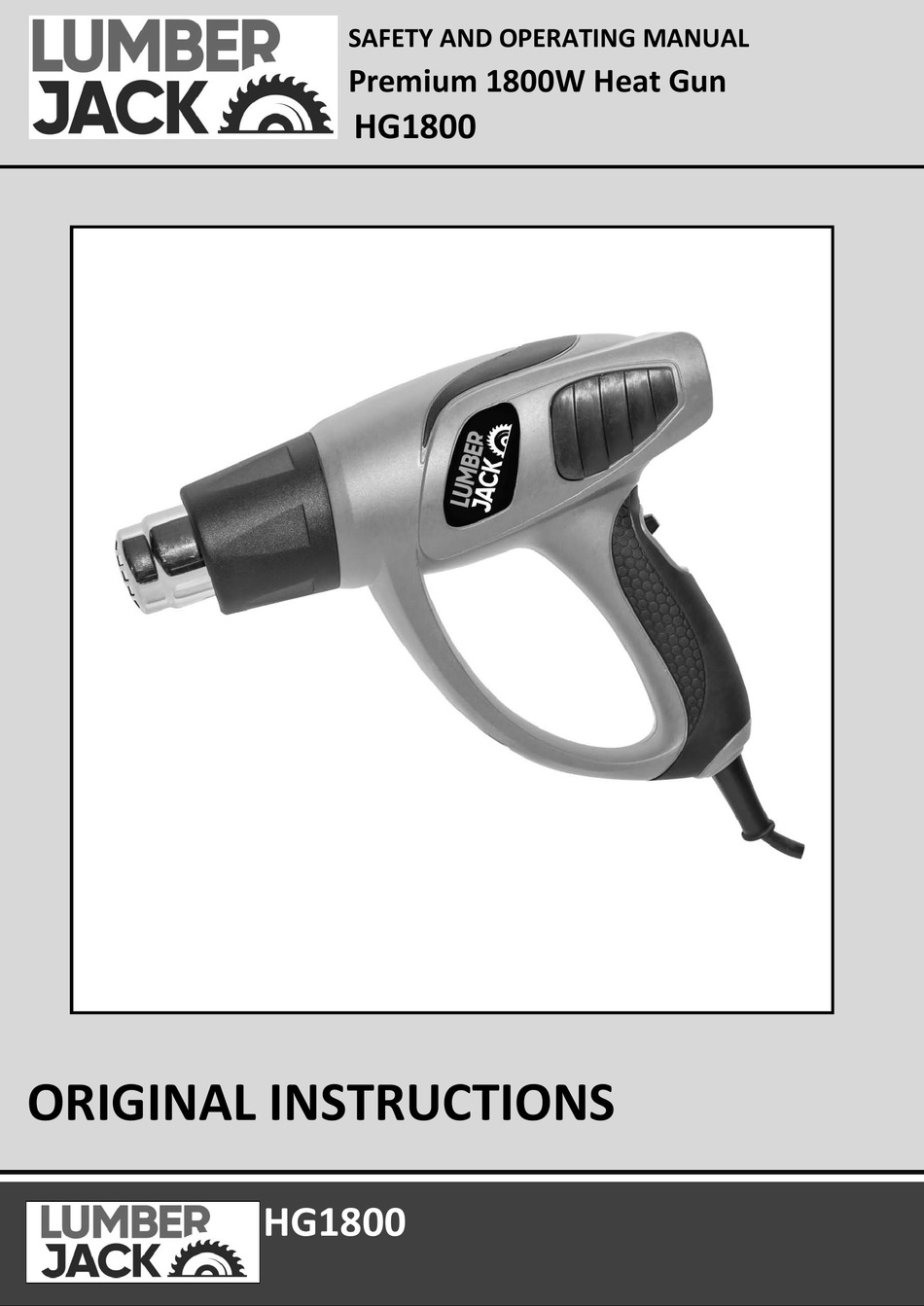 LUMBER JACK HG1800 SAFETY AND OPERATING MANUAL Pdf Download ManualsLib