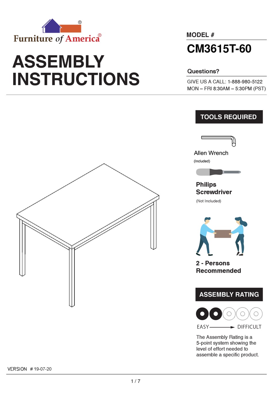 ENITIAL LAB CM3615T60 ASSEMBLY INSTRUCTIONS MANUAL Pdf Download