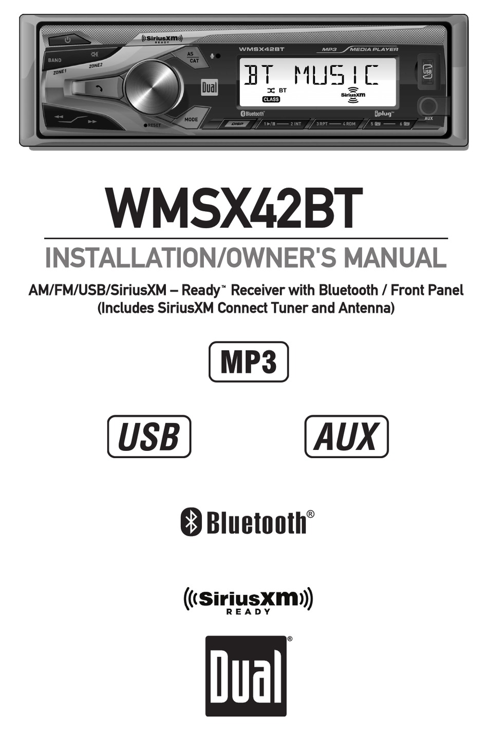 DUAL ELECTRONICS CORPORATION WMSX42BT INSTALLATION & OWNER