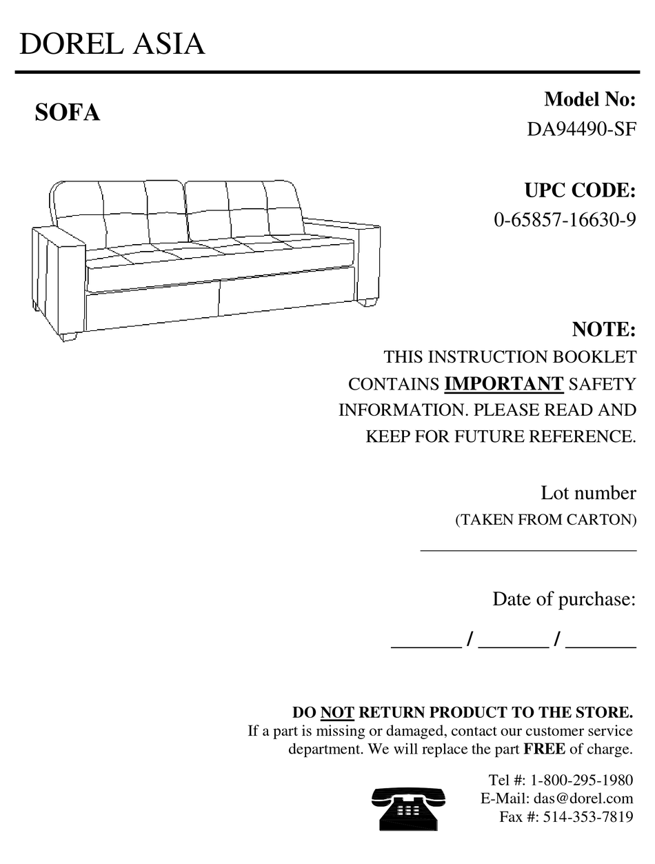 DOREL ASIA DA94490SF INSTRUCTION BOOKLET Pdf Download ManualsLib
