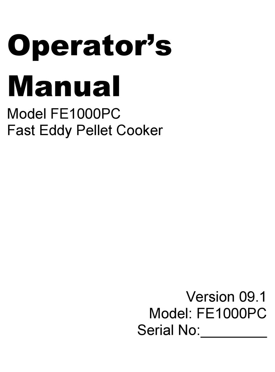 FAST EDDY'S FE1000PC MANUAL Pdf Download ManualsLib