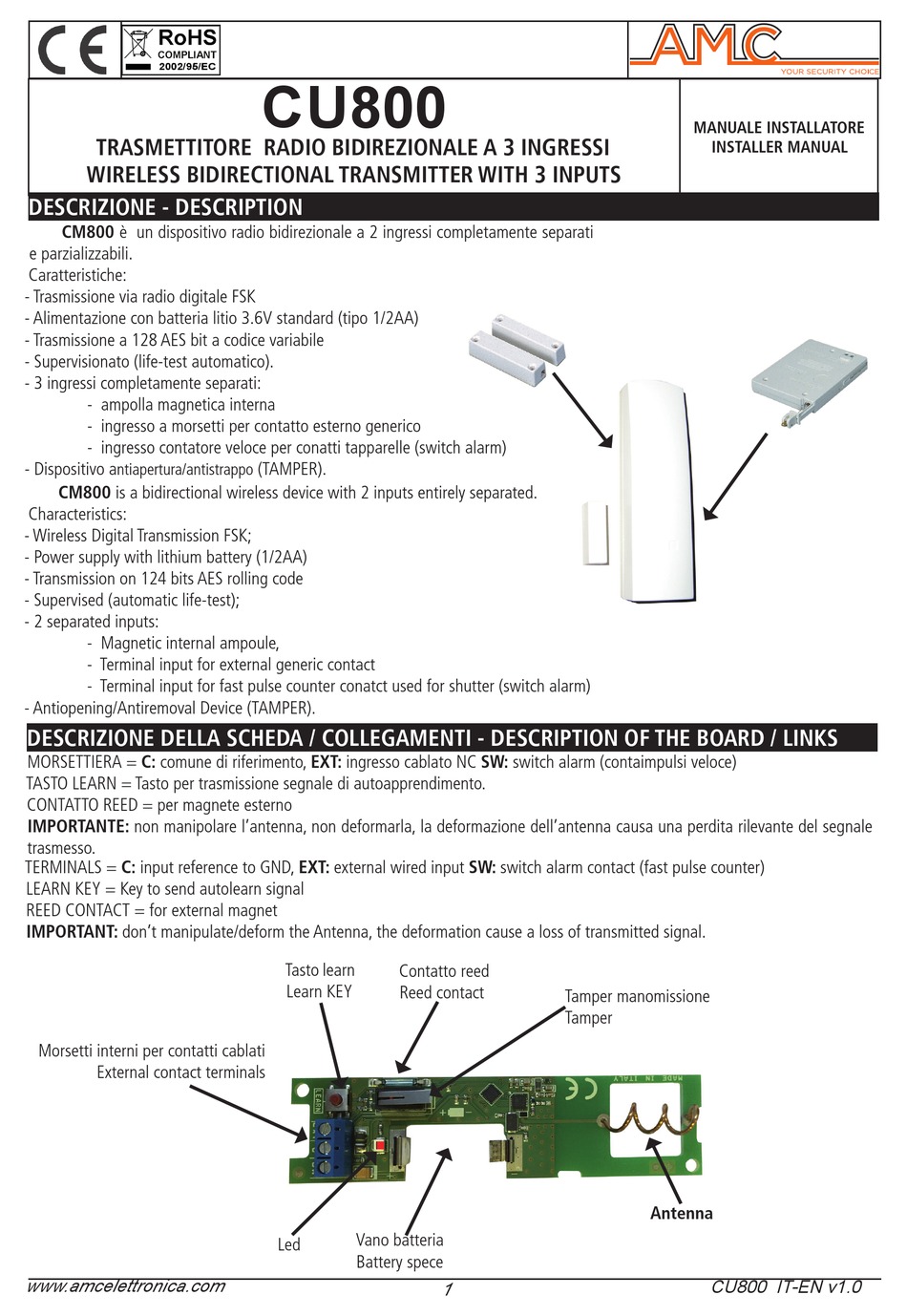 AMC CU800 INSTALLER MANUAL Pdf Download ManualsLib