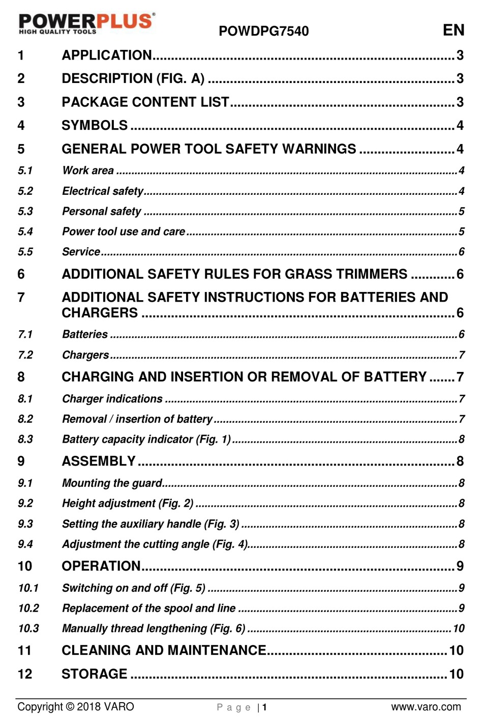 VARO POWERPLUS POWDPG7540 MANUAL Pdf Download | ManualsLib