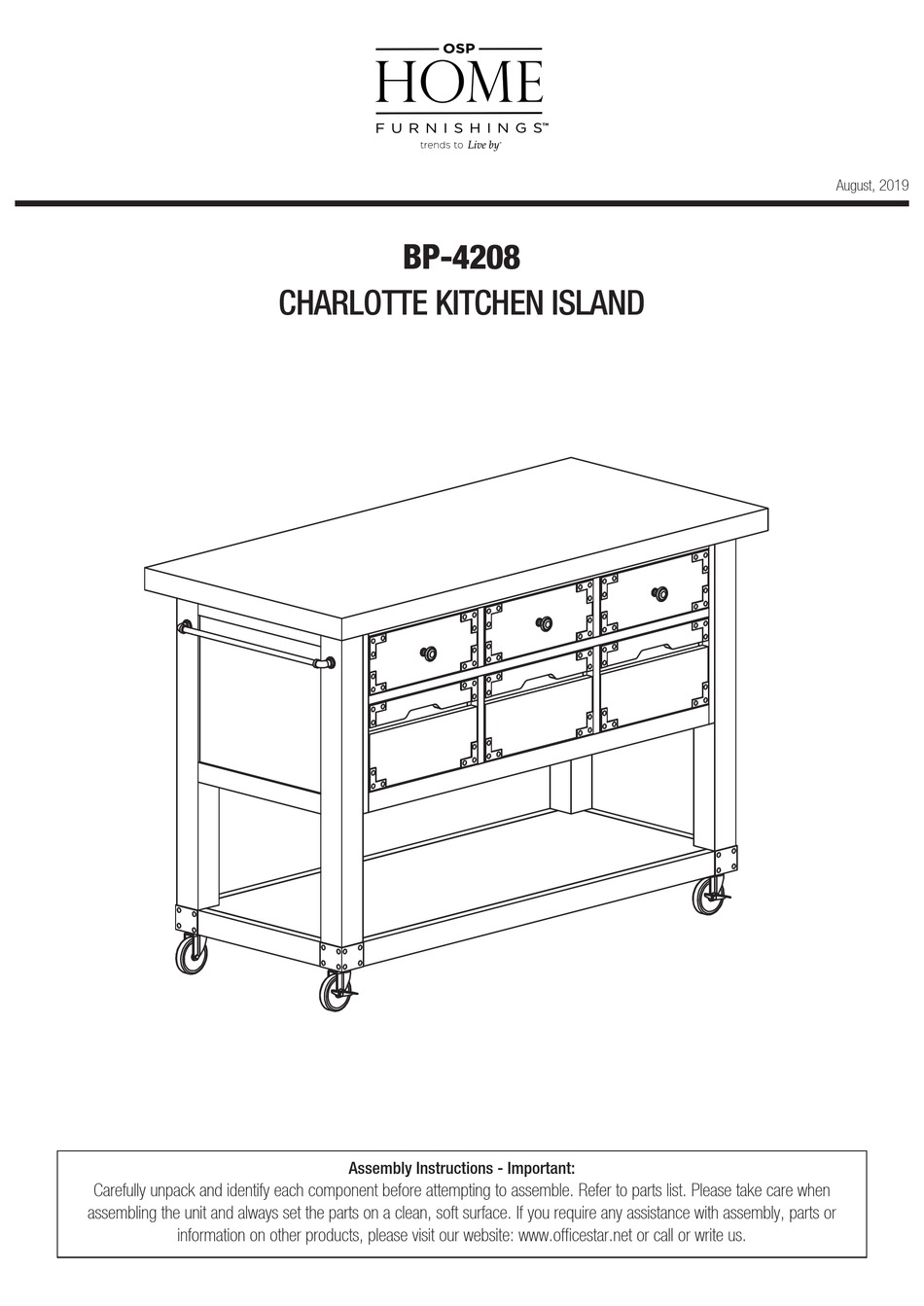 OSP HOME FURNISHINGS CHARLOTTE BP4208 ASSEMBLY INSTRUCTIONS Pdf Download ManualsLib