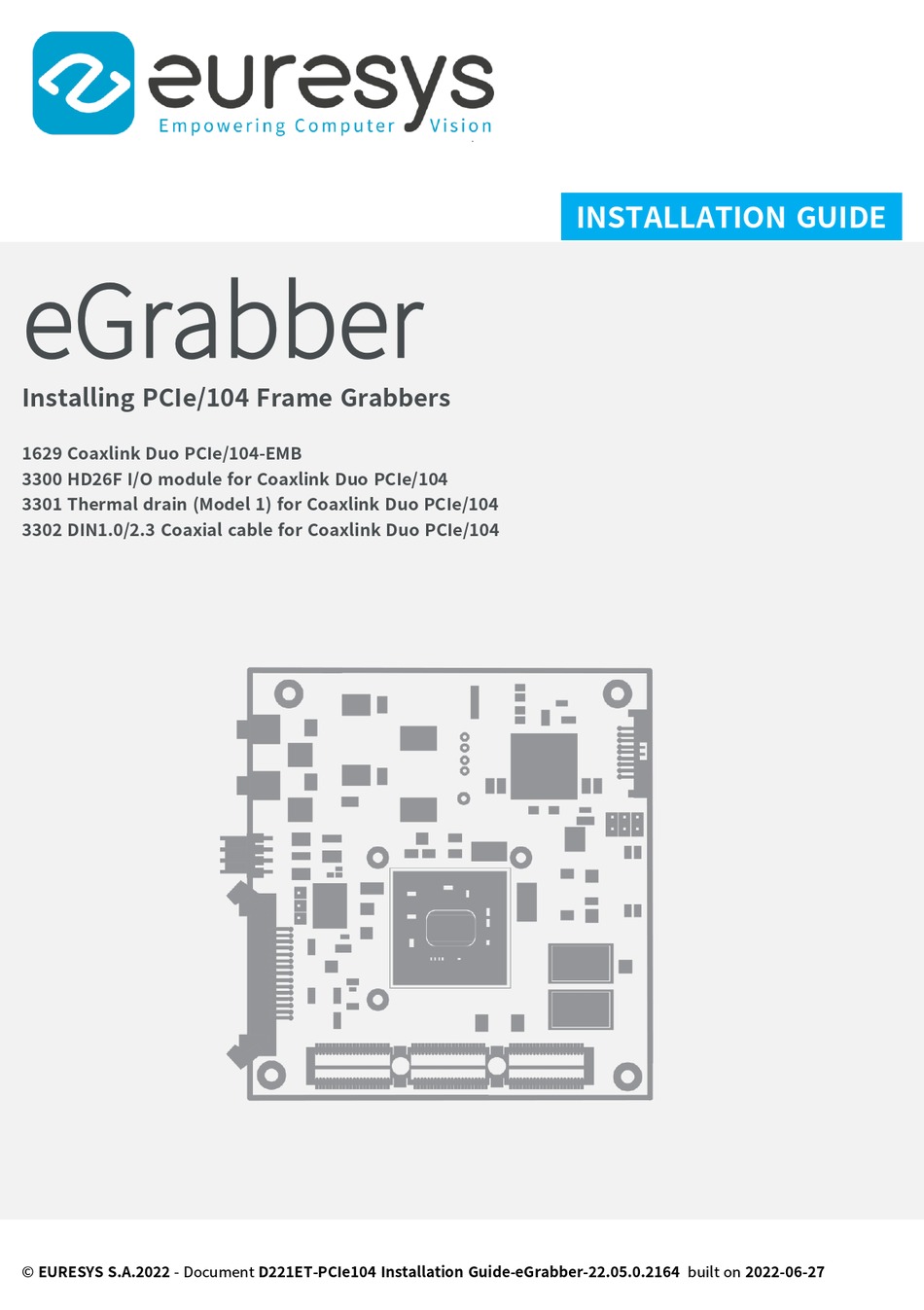 EURESYS EGRABBER INSTALLATION MANUAL Pdf Download ManualsLib