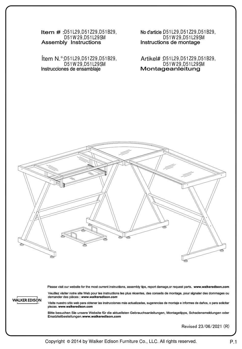 WALKER EDISON D51L29 ASSEMBLY INSTRUCTIONS MANUAL Pdf Download ManualsLib