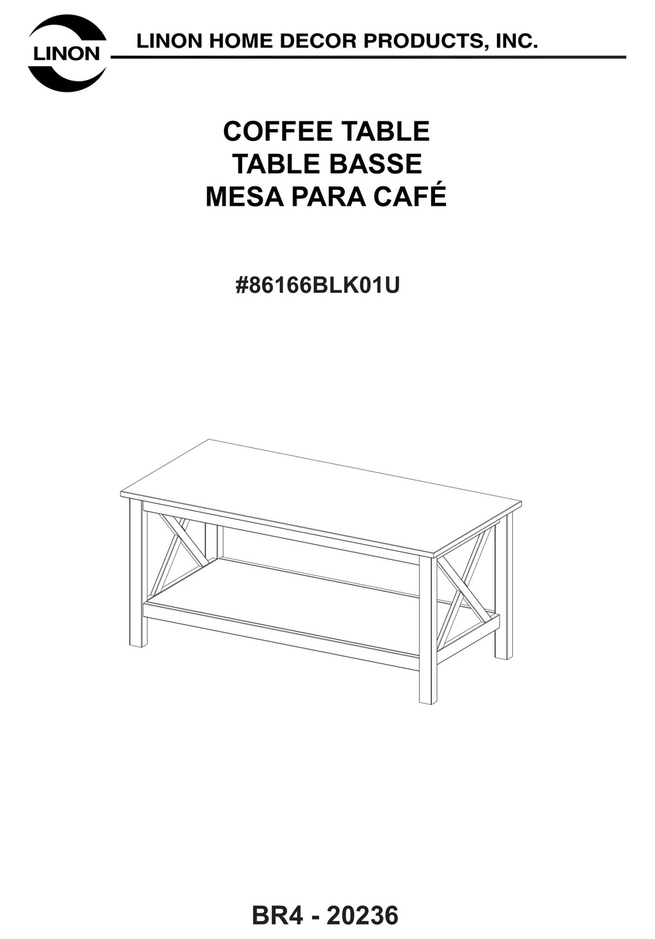 LINON 86166BLK01U MANUAL Pdf Download ManualsLib