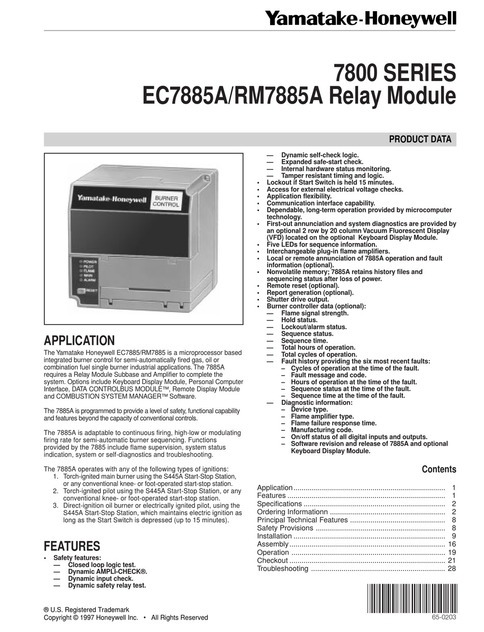 YAMATAKE-HONEYWELL 7800 SERIES PRODUCT DATA Pdf Download | ManualsLib