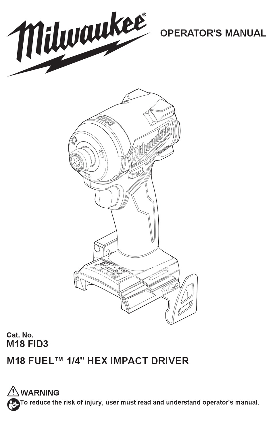 MILWAUKEE M18 FUEL FID3 OPERATOR'S MANUAL Pdf Download ManualsLib