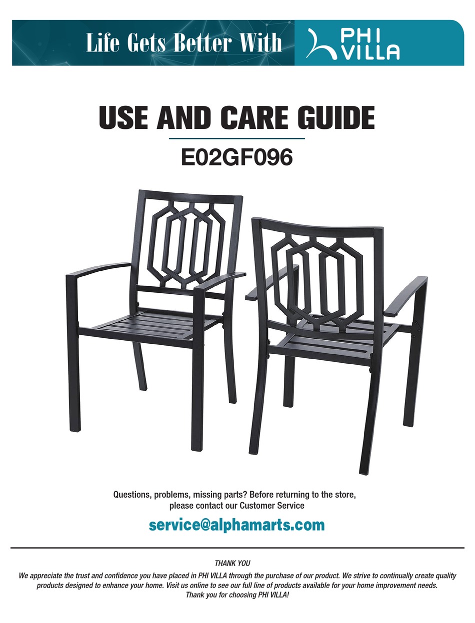 PHI VILLA E02GF096 USE AND CARE MANUAL Pdf Download ManualsLib