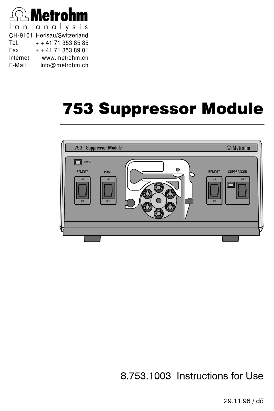 METROHM 753 INSTRUCTIONS FOR USE MANUAL Pdf Download | ManualsLib