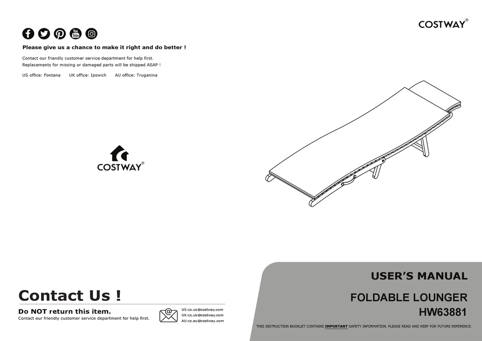 COSTWAY HW63881 USER MANUAL Pdf Download ManualsLib