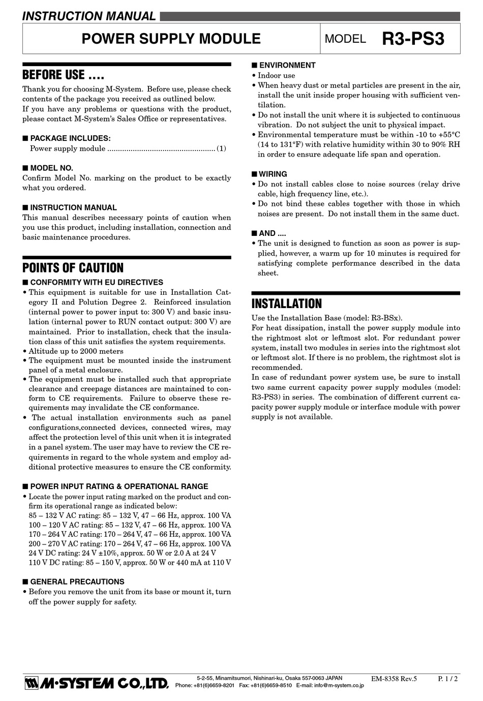 MSYSTEM R3PS3 INSTRUCTION MANUAL Pdf Download ManualsLib