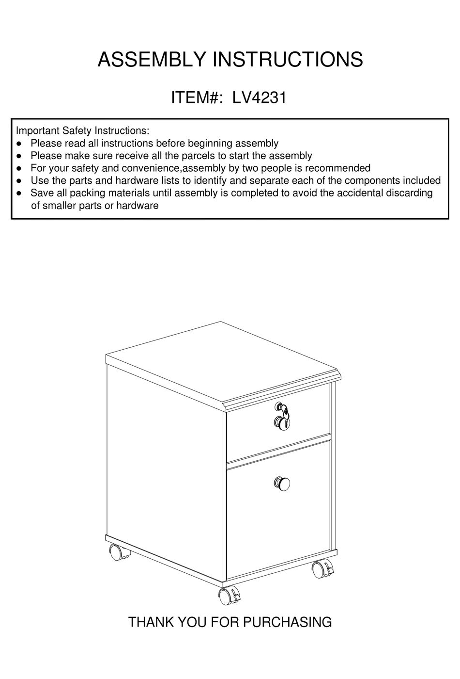 OVERSTOCK LV4231 ASSEMBLY INSTRUCTIONS MANUAL Pdf Download ManualsLib