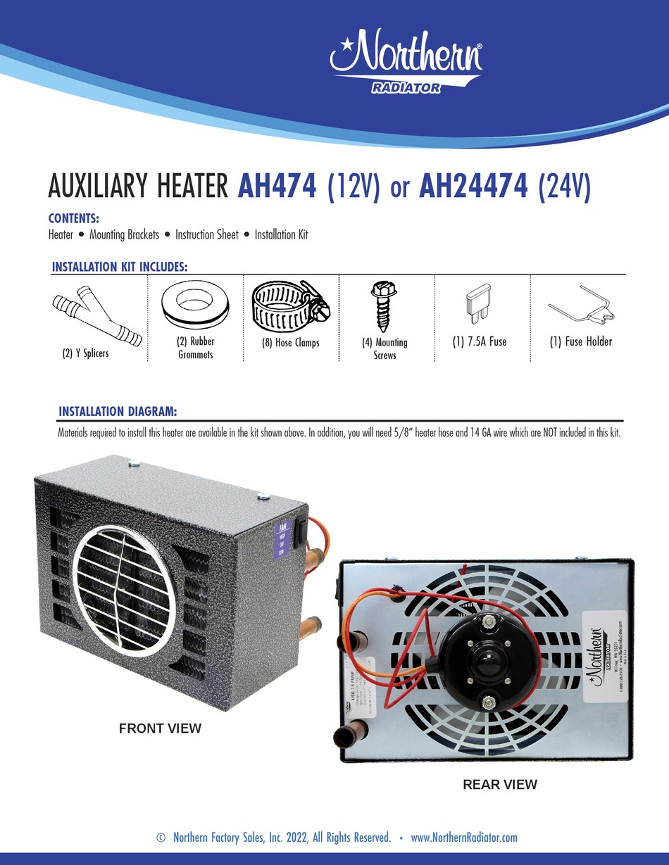 NORTHERN RADIATOR AH474 INSTALLATION INSTRUCTIONS Pdf Download ManualsLib