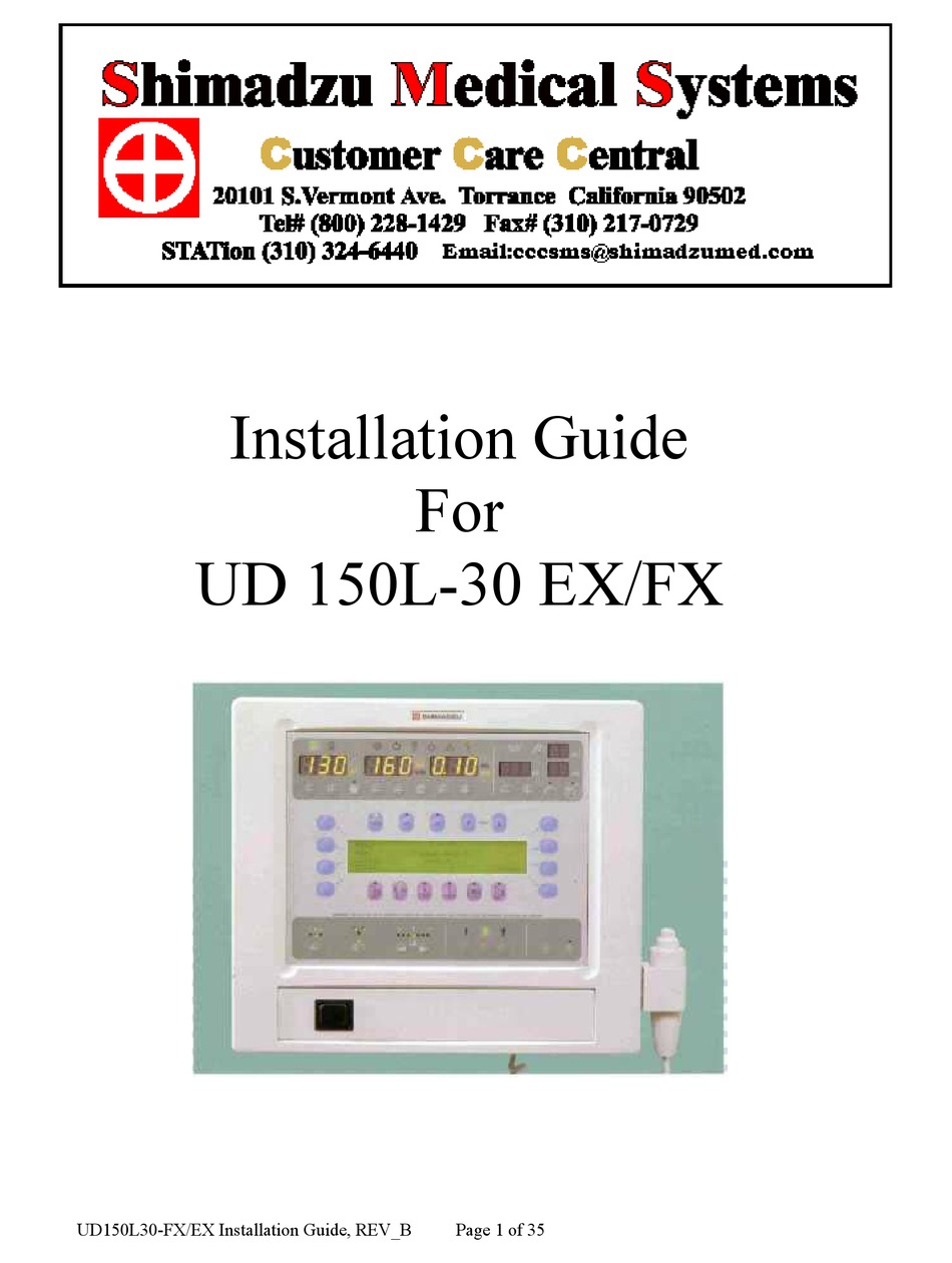 SHIMADZU UD 150L30 EX INSTALLATION MANUAL Pdf Download ManualsLib