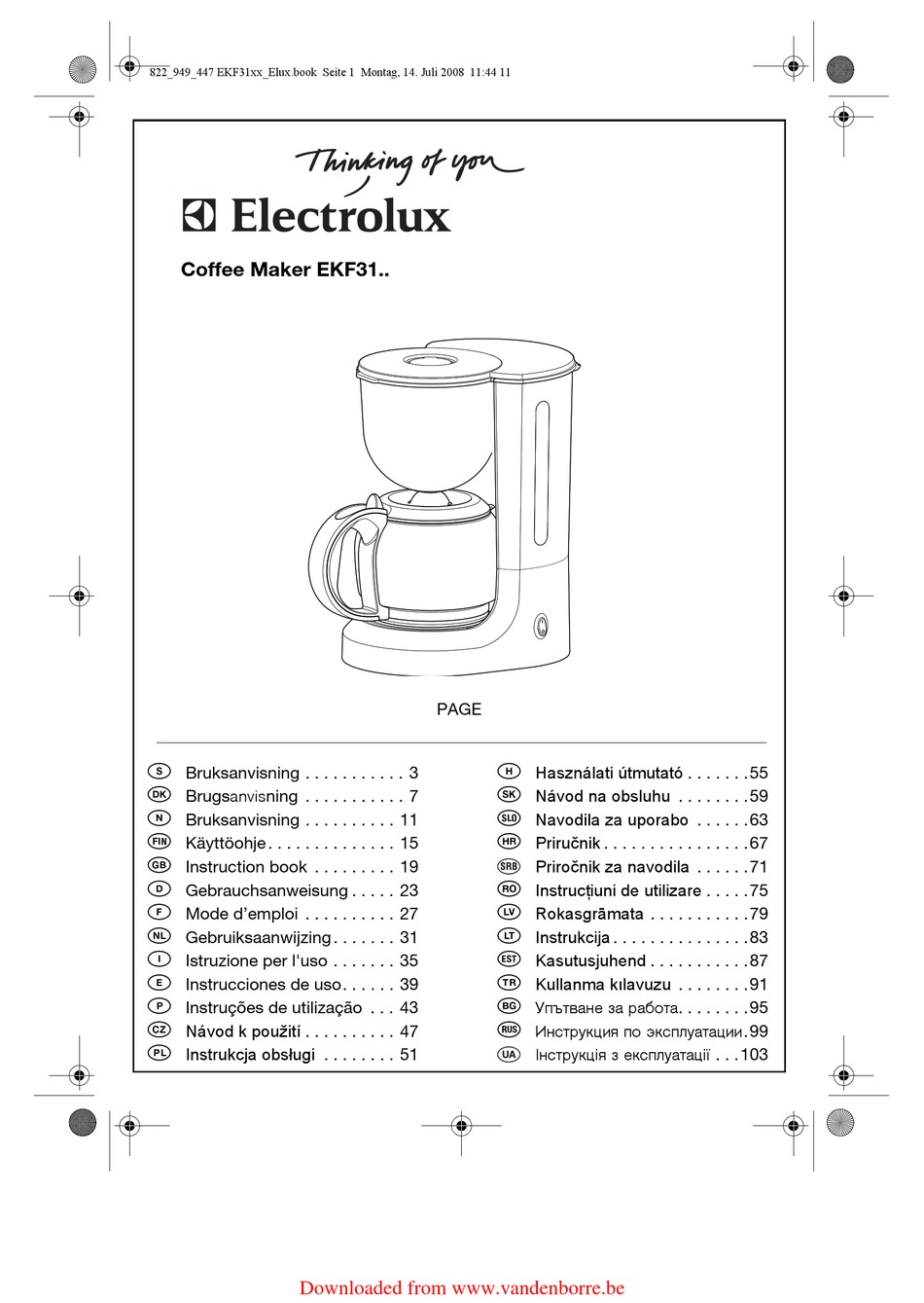 Electrolux Ekf31 Series Instruction Book Pdf Download 