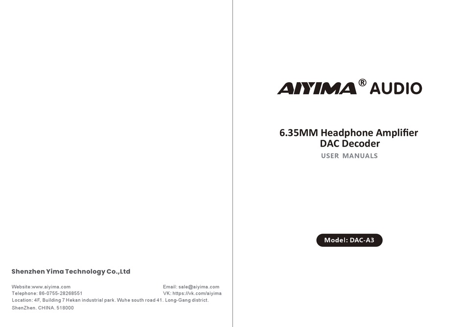 AIYIMA DAC-A3 USER MANUALS Pdf Download | ManualsLib