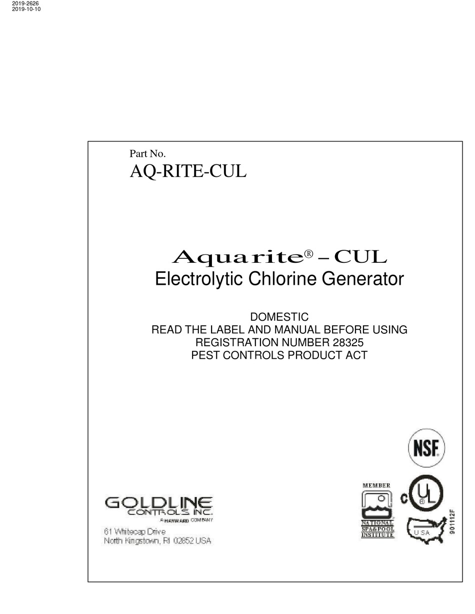 HAYWARD GOLDLINE CONTROLS AQUARITECUL MANUAL Pdf Download ManualsLib