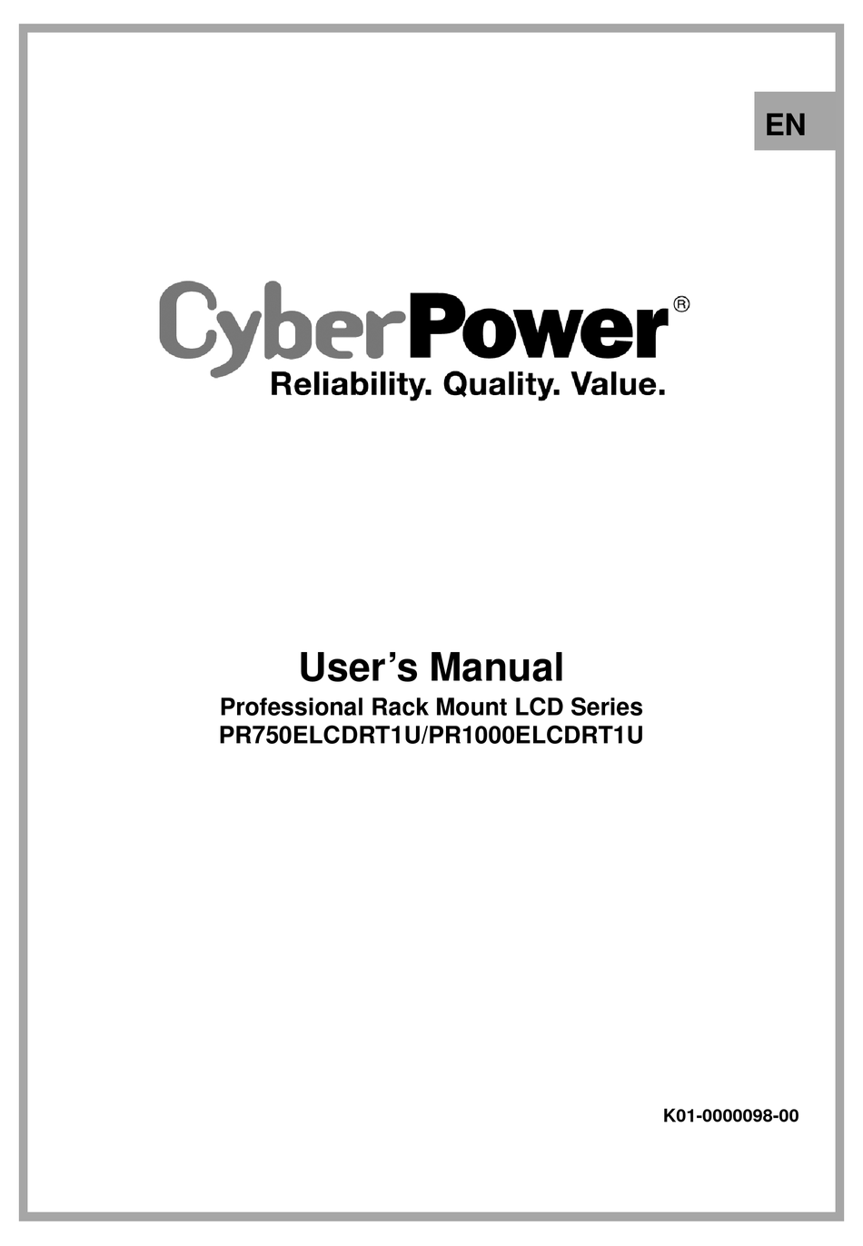 CYBERPOWER PR750ELCDRT1U USER MANUAL Pdf Download | ManualsLib